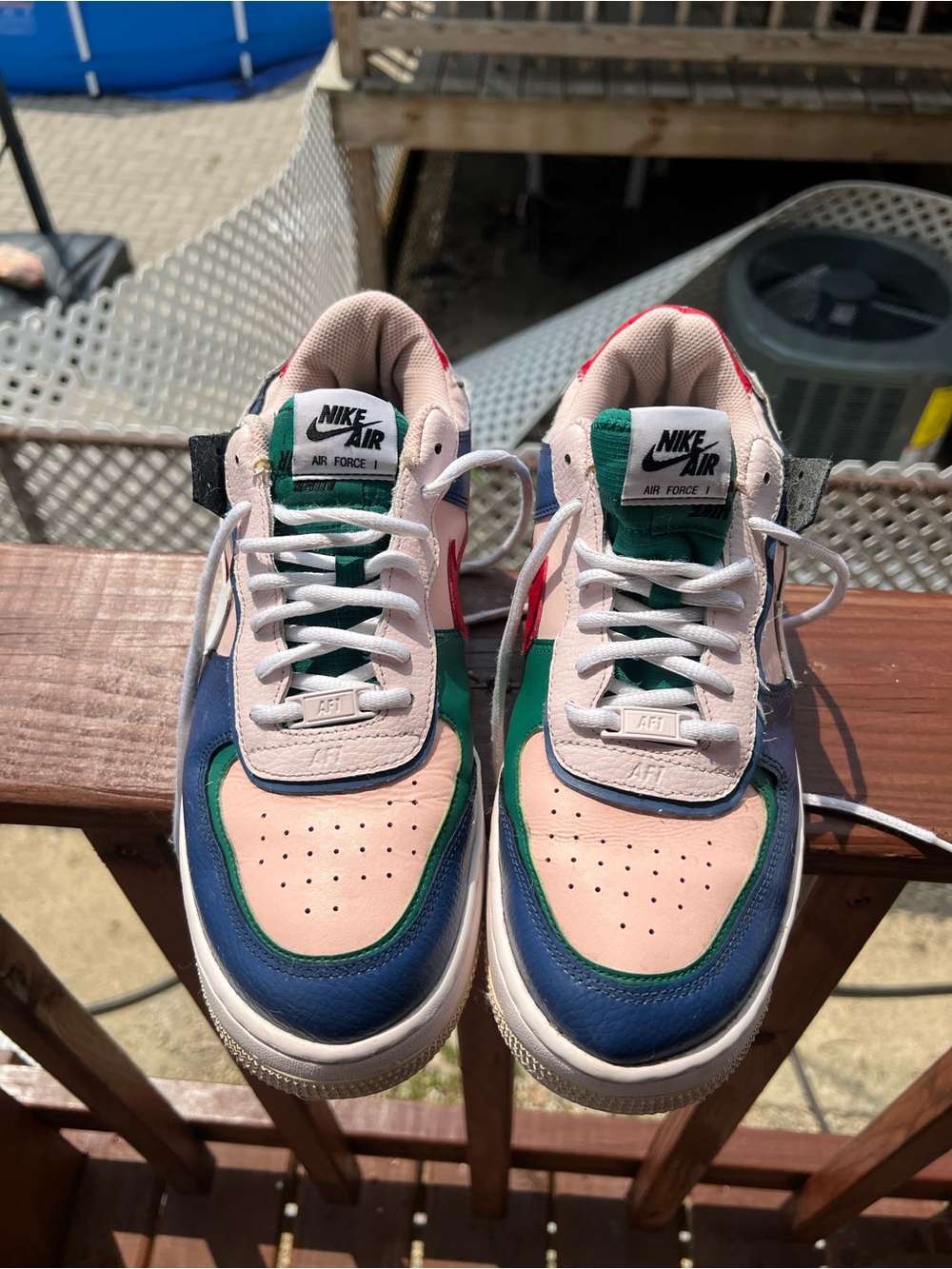 Nike Air Force 1 Multicolor Pink Green Navy Women's Sneakers